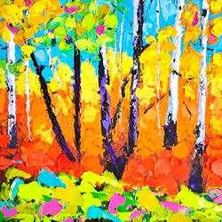 birch trees painting aspen original art landscape oil painting