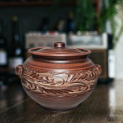 Pottery casserole 101.44 fl.oz Handmade red clay Cooking Pot