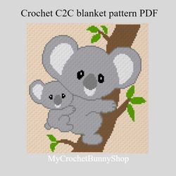 Crochet C2C Koalas graphgan blanket pattern PDF Download