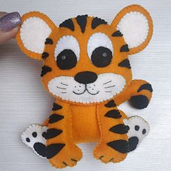 Tiger toy, Felt tiger, Tiger ornament, Felt tiger toy, Felt toy, Plush tiger toy, Felt animals, Toddler kids toys