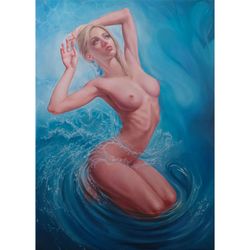 aphrodite awakening original oil painting on canvas 19,7x27,5in woman portrait
