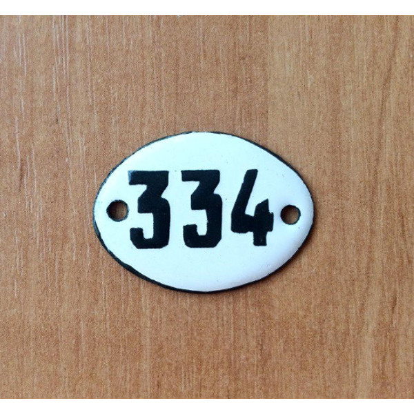 334 apartment door number plate address sign vintage