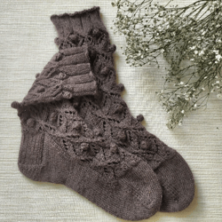 Brown knitted winter socks