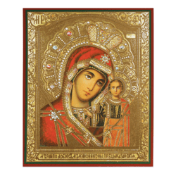 Our Lady of Kazan |  Gold foiled icon on wood |  Size: 5 1/4"x4 1/2"