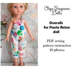 PDF FILE PATTERN Sewing pattern for 12-13 Inch Overalls for doll Les Cheries,Overalls for Paola Reina Doll Only English