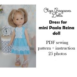 Dress pattern for doll mini Paola Reina 8 Inch Doll PDF FILE PATTERN Sewing pattern Only English