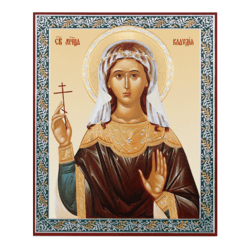 St Claudia | undefined Gold Foiled Icon On Wood | undefined Size: 5 1/4"x4 1/2"