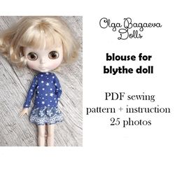 Pattern for Blythe Blouse for blythe PDF FILE PATTERN Sewing pattern Only English