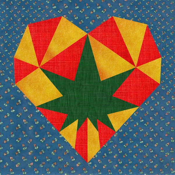 Reggae Pattern Design Reggae heart Quilt block pattern in technology Paper Piecing | Inspire ...