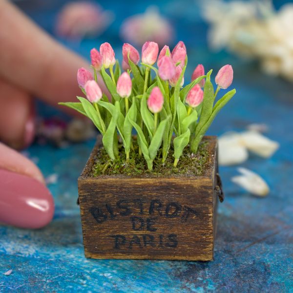 Miniature tulips in a wooden box for dollhouse decoration (1).jpg