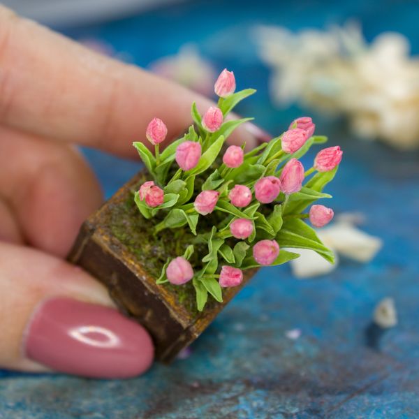 Miniature tulips in a wooden box for dollhouse decoration (3).jpg