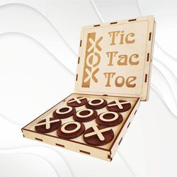 Tic Tac Toe svg files, bilateral pattern game for laser cut. Cutting design.