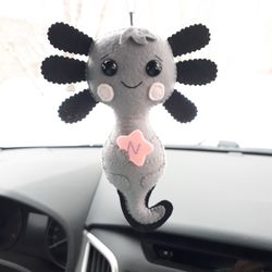 Axolotl plush, Axolotl ornament, Car accessories for teens, Rear view mirror charm, Car mirror hanging accessories