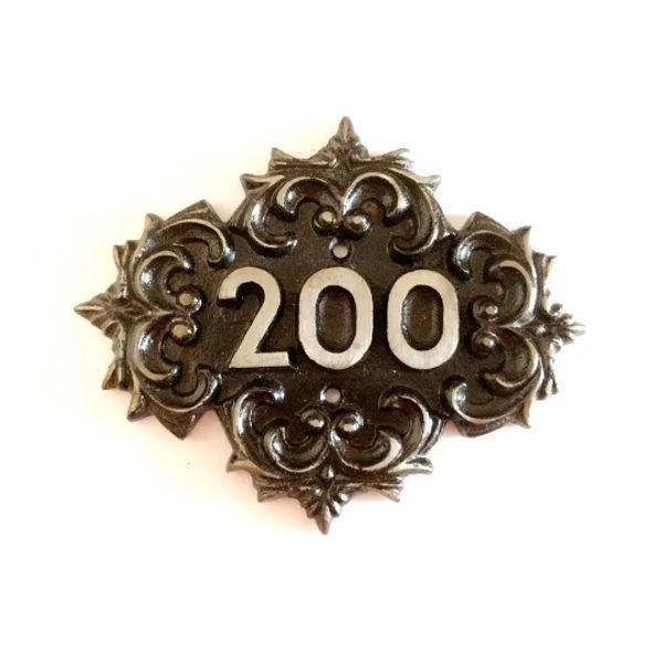 200 address number plaque vintage cast iron