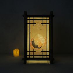 Kumiko Lamp Foxes Japanese Fine Art