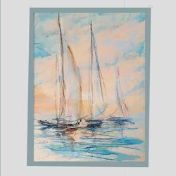 Yachts and calm || Nautical Sailboat Digital Print || Nautical Decor Art || Digital Download Wall Art