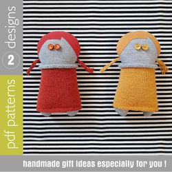 Rag doll sewing and knitted patterns, set of 2 Tutorials in English, baby gift diy