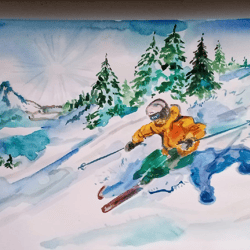 Ski Art Skiing Original Wall Art