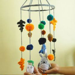 crochet pattern mobile totoro crochet diy pdf, digital crochet pattern baby toys doll amigurumi