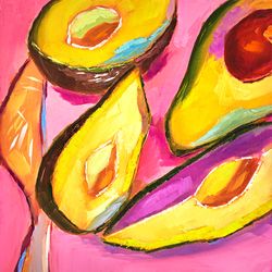 avocado painting food original art still life oil painting kitchen wall art