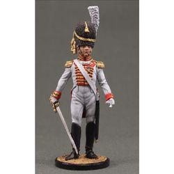 Painted tin soldier 54 mm. Historical Miniature Napoleonic. Officer of the Guards Grenadiers. Westphalia, 1809-10