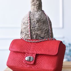 Genuine python leather handbag | Reptile skin womens bag | Snake skin purse