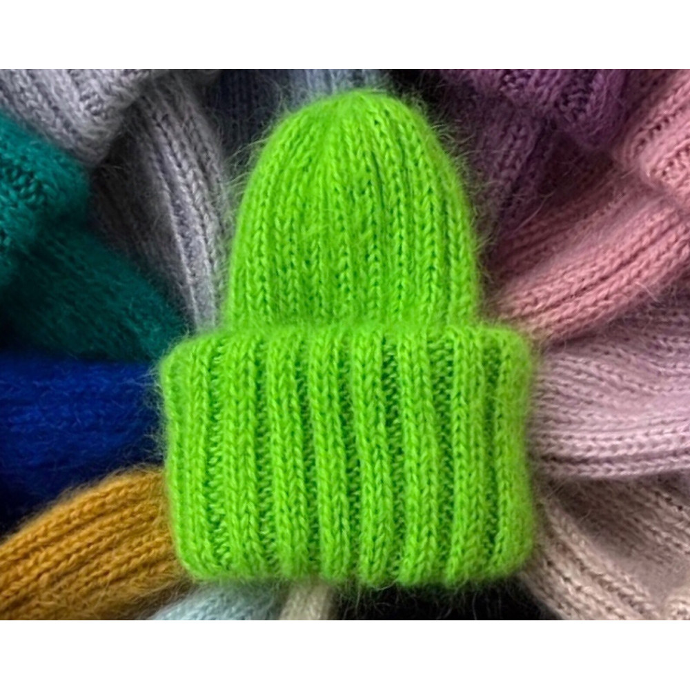 Chunky mohair beanie Women winter hat Ribbed knit mohair beanie Moheir handknit hat Warm hats Soft women hats