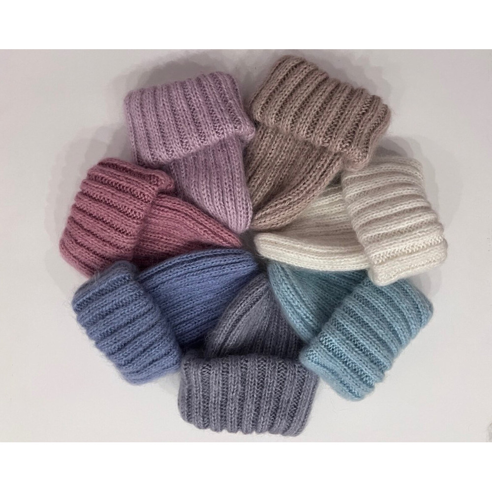 Chunky mohair beanie Women winter hat Ribbed knit mohair beanie Moheir handknit hat Warm hats Soft women hats
