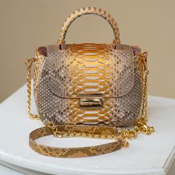 Genuine python leather handbag | Reptile skin womens bag | Snake skin purse