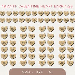 Funny heart earrings svg, Anti-Valentines Day earrings svg laser files