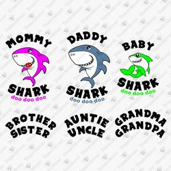 Mommy Daddy Baby Grandma Grandpa Shark Family Bundle SVG Cut Files