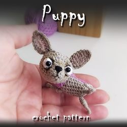 Puppy crochet pattern, toy crochet pattern, brooch crochet pattern, amigurumi dog pattern, crochet DIY, crochet tutorial