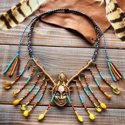 women necklace, turquoise necklace, adornment necklace, choker necklace, statement necklace, woman jewelry, macrame
