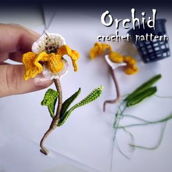 Lady's slipper orchid crochet pattern, brooch flower crochet pattern, amigurumi toy pattern, crochet DIY guide tutorial