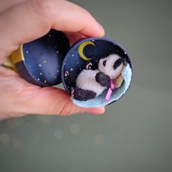 Miniature Panda Bear, Dollhouse miniatures, Toy for doll . Kawaii plush / ooak teddy bear