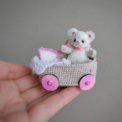 Miniature Bear, Dollhouse miniatures, Toy for doll . Kawaii plush / ooak teddy bear