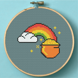 rainbow and pot cross stitch pdf pattern instant download
