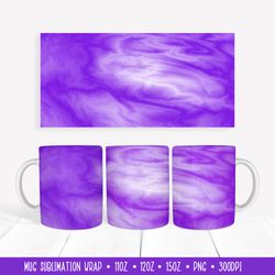 Purple Mug Sublimation Wrap. Marble Texture Mug Design