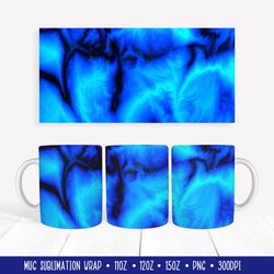 Dark Blue Mug Wrap Sublimation. Marble Texture Mug Design