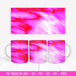 Hot Pink Mug Sublimation Design. Neon Mug Wrap