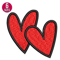 hearts embroidery design, machine embroidery pattern, instant download