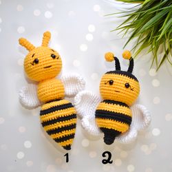 Baby Rattle - bee, bee rattle,Bee Stuffed Toy,Baby Stick Rattle,Bee gift,Baby Honeybee Rattle,Bumblebee.