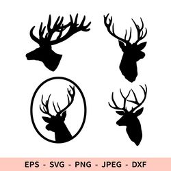 Deer Svg Hunting Animal Dxf File for Cricut Deer Head Png