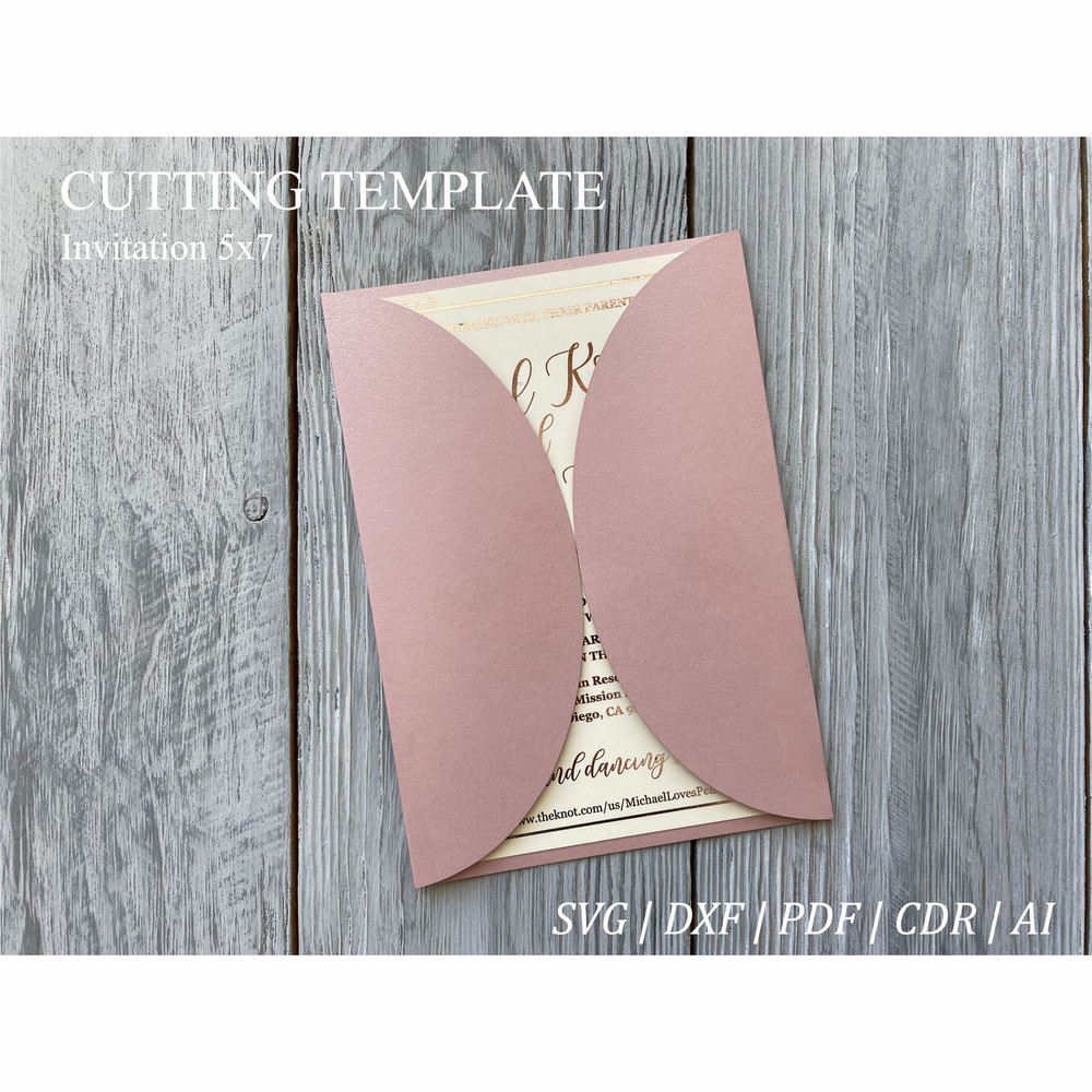 Semicircle gatefold laser cut invitation 5x7 svg template