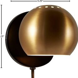 rivet mid century modern wall mounted plug-in sconce, 7.25"h, gold