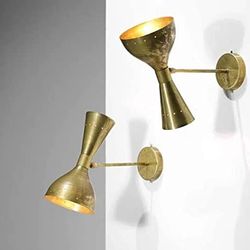 Short Wall Mid Century Modern Polished Brass Sputnik chandelier light Fixture