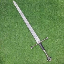 Anduril Sword, Damascus Steel Anduril Sword of Narsil the King Aragorn, with Leather Sheath
