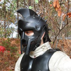 Maximus Helmet Gladiator Movie Spiked Silver Steel Medieval Helmet Halloween Costume FREE SHOT GLASSES