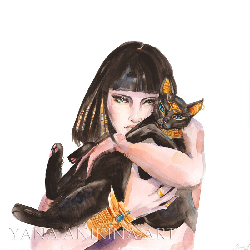 cleopatra-painting-bastet-original-art-egyptian-cat-watercolor-egyptian-goddess-artwork-egyptian-wall-art-4.jpg