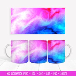 pink  blue mug sublimation design. marble mug wrap